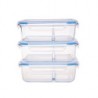 Set 3 contenedores vidrio rectangular 2div 1.05 Lt