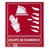 Señal en poster "equipo de bomberos" lámina de estireno 40 x 34 cm