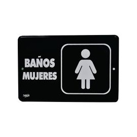 Señal "baños mujeres" placa rígida autoadherible 22.8 x 15.2 cm