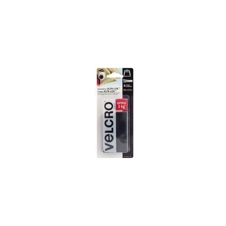 Velcro sujetadores alfa-lok con adhesivo de fuerza extrema, 4 tiras, 7.6 x 2.5cm, negro