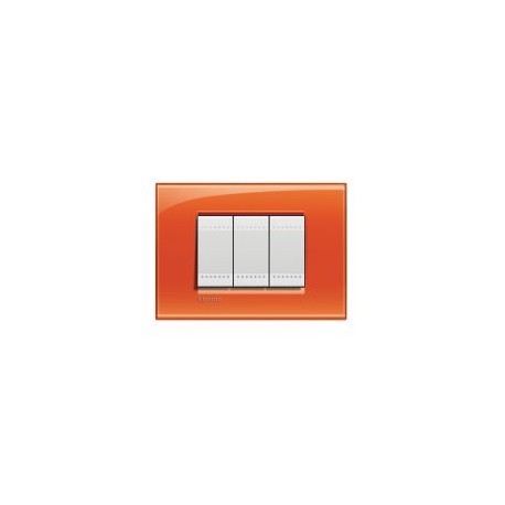 Placa rectangular naranja 3 módulos c/chasís