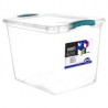 Caja organizadora traslucida de 28 lts con clip de seguridad