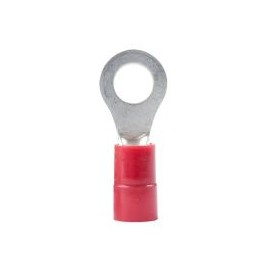 Terminal ojillo tipo anillo perno de  8 a 10 bar c/aislamiento vinyl rojo p/cable calibre 22-16 AWG 22 pzs.