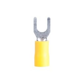 Terminal horquilla tipo "U" perno  8 a 10 barr c/aislam vin amarillo p/cable calibre 12-10 AWG 14 piezas