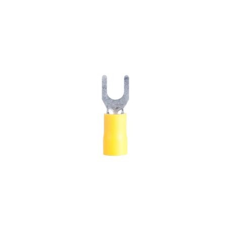 Terminal horquilla tipo "U" perno  8 a 10 barr c/aislam vin amarillo p/cable calibre 12-10 AWG 14 piezas