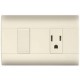 Placa color marfil c/1 interruptor sencillo + 1 toma 2P + T