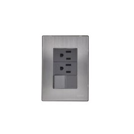Placa Inox Con 1 Apagador Y 2 Contactos
