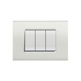 Placa rectangular blanco 3 módulos c/chasís