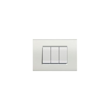 Placa rectangular blanco 3 módulos c/chasís