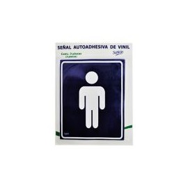 Señal "baños hombres" vinil autoadherible 13 x 15  cm