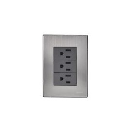 Placa Inox Con 3 Contactos De 1 Modulo