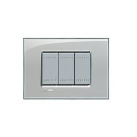 Placa rectangular gris hielo 3 módulos