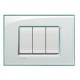 Placa rectangular aguamarina 3 módulos c/chasís