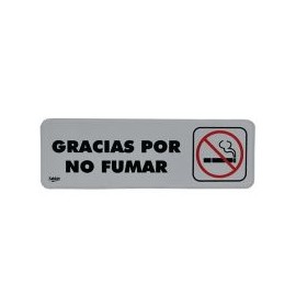 Señal "gracias por no fumar" placa rígida autoadherible 23 x 7.5 cm