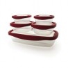 Set de 5 contenedores plástico tapa roja