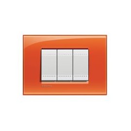 Placa rectangular naranja 3 módulos c/chasís