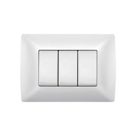 Placa color Blanco Mérida 3M, 1 Int. Sencillo y 2 FP