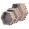 Set de 3 repisas hexagonales naturales