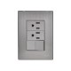 Placa Inox Con 1 Apagador Y 2 Contactos