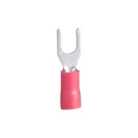 Terminal horquilla tipo "U" perno de  8 a 10 bar c/aislam vin roj para cable calibre 22-18 AWG 20 piezas