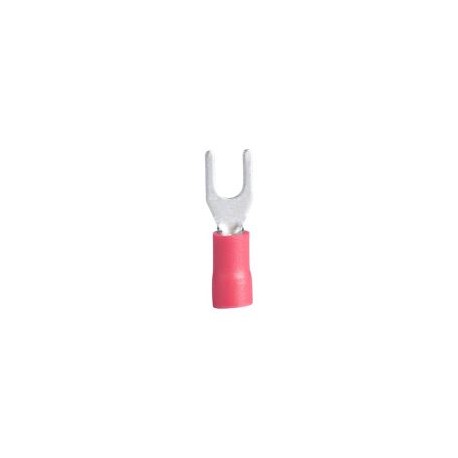 Terminal horquilla tipo "U" perno de  8 a 10 bar c/aislam vin roj para cable calibre 22-18 AWG 20 piezas