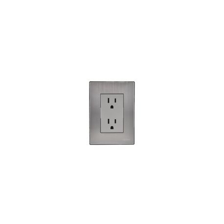 Placa Inox Con Contacto Duplex