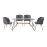 Comedor rectangular vidrio templado con 4 sillas gris