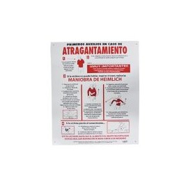 Señal en poster "en caso de atragantamiento" lámina estireno 40 x 34 cm