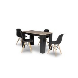 Comedor negro con 4 sillas negras