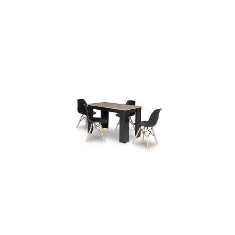 Comedor negro con 4 sillas negras