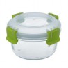Contenedor vidrio clip color redondo 420ml