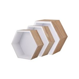 Set de 3 repisas hexagonales blancas