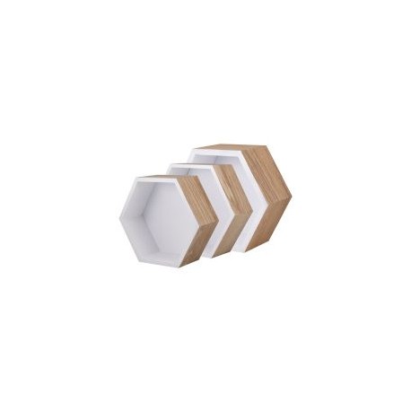 Set de 3 repisas hexagonales blancas