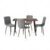Comedor rectangular nogal con 4 sillas gris obscuro