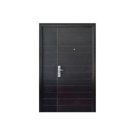 Puerta seguridad Contempo nogal con fijo derecha 130 x 213 cm