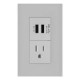 Placa armada 1 apagador 2 USB silver