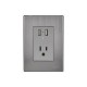 Placa Inox 2 Tomas Usb De 2,1A Y 1 Cont