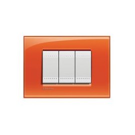 Placa rectangular naranja 3 módulos c/chasís