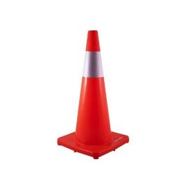 Cono vallen para control vehicular de pvc naranja de 28 in (71.12 cm) con cinta reflejante