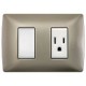 Placa color Perla 1 Int. Sencillo, 1 Toma protegida 2P+T y 1 FP