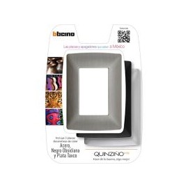 3 Marcos para placas quinziño - 1 Acero 1 Negro Obsidiana 1 Plata Taxco 3 mód