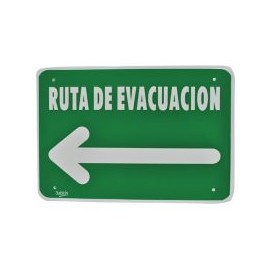 Señal "ruta de evacuación flecha izquierda" placa rígida autoadherible 35 x 24 cm