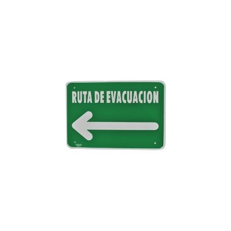 Señal "ruta de evacuación flecha izquierda" placa rígida autoadherible 35 x 24 cm