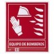 Señal en poster "equipo de bomberos" lámina de estireno 40 x 34 cm