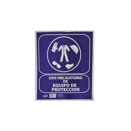 Señal en poster "uso obligatorio de equipo de protección" lámina estireno 40 x 34 cm