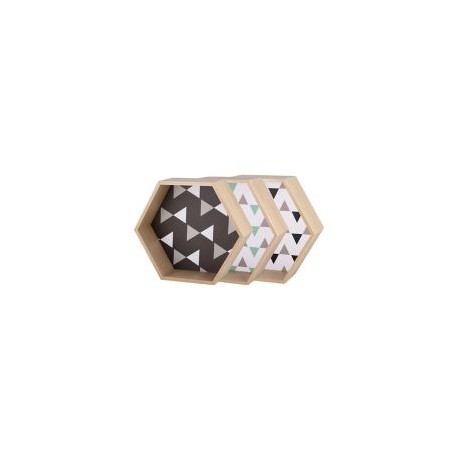 set 3 repisas con diseños hexagonal
