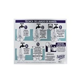 Señal en poster "lavado de manos" lámina de estireno 40 x 34 cm