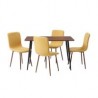 Comedor rectangular nogal con 4 sillas mostaza
