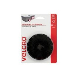 Velcro sujetadores con adhesivo de uso general, 75 círculos, 1.5cm, negro