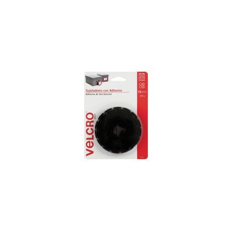 Velcro sujetadores con adhesivo de uso general, 75 círculos, 1.5cm, negro